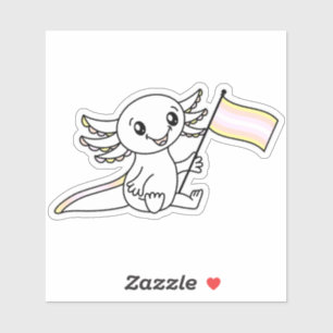 Sticker Axolotl mignon avec drapeau de la fierté de Pangen