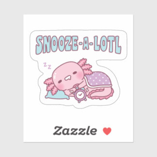 Sticker Axolotl Mignon Endormi Snooze A Lotl Blague Drôle