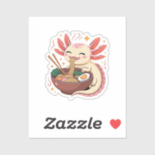 Sticker Axolotl Mignon Mange des Nouilles Ramen