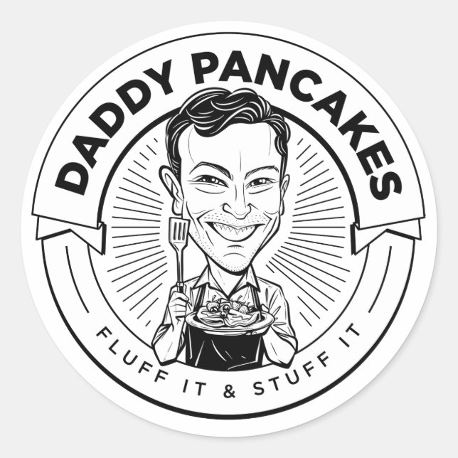 Sticker B&W "Daddy Pancakes" (Devant)