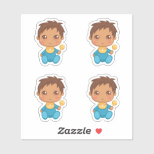 Sticker Baby Boy Blue Jumpsuit Ensemble de 4