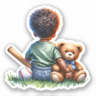 Sticker Baby Boy of Color avec son Baby shower d'ours en p