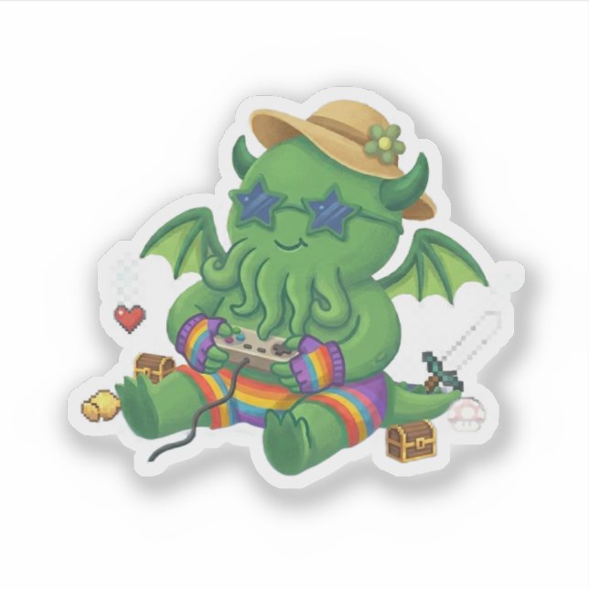 Sticker Baby Cthulhu Gamer (Devant)