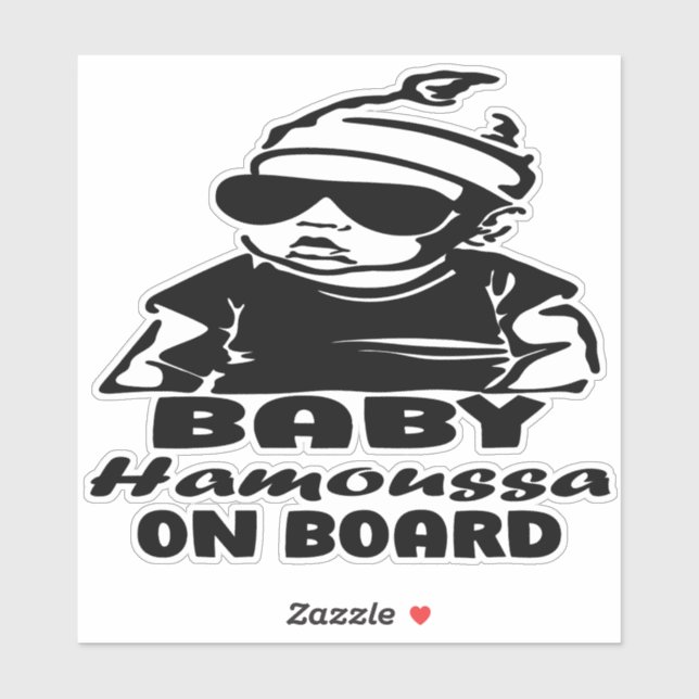 Sticker Baby Custom Name on Board - Baby Hamoussa (Feuille)