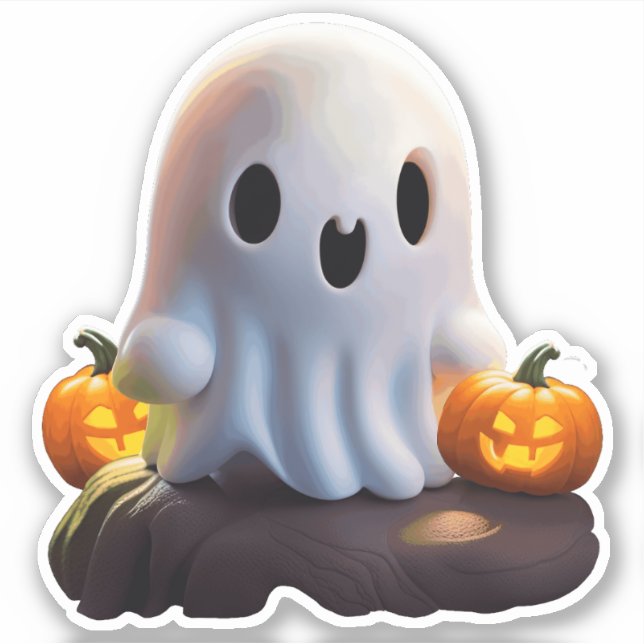 Sticker Baby Ghost Déplaisant mignon caractère Halloween (Devant)