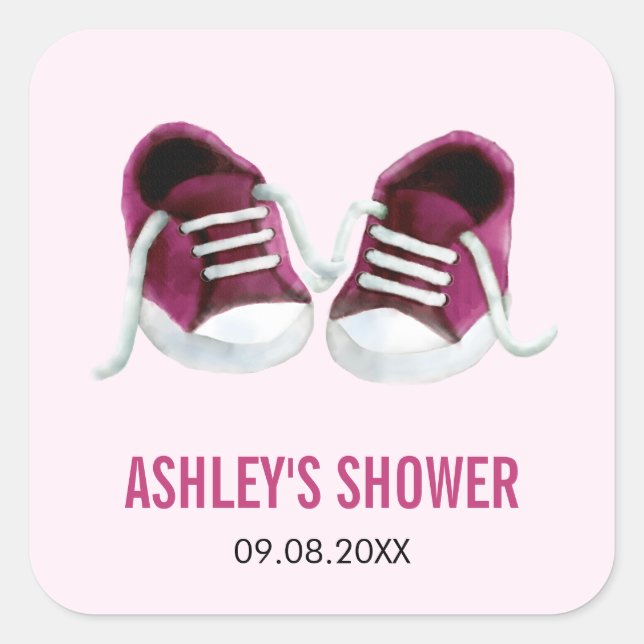 Sticker Baby shower Basket pour bébé rose, étiquet (Devant)
