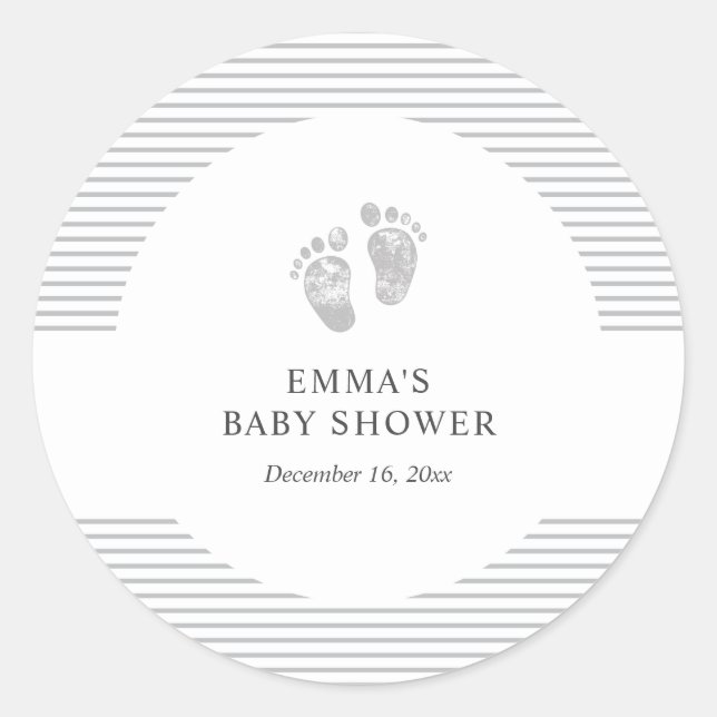 Sticker baby shower | Bébé Empreinte Gris Gris (Devant)