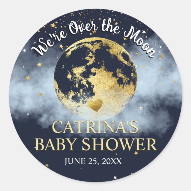 Sticker Baby shower bleu marine au-dessus de la lu (Devant)