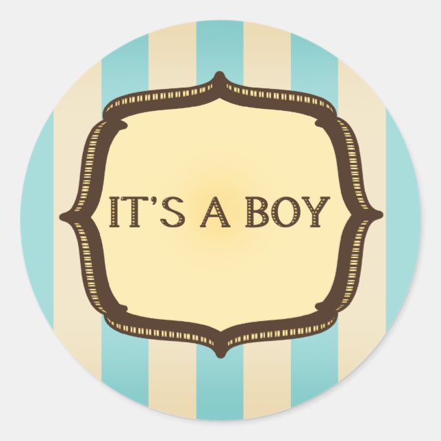 Sticker Baby shower bleu - Stripes Vintages (Devant)