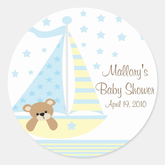 Sticker Baby shower Blue Sailboat (Devant)