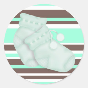 Sticker Baby shower Brown vert Mint