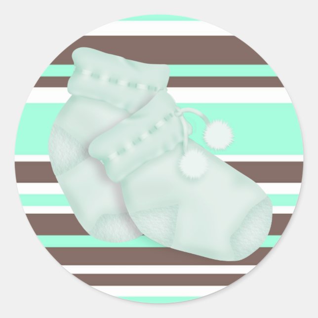 Sticker Baby shower Brown vert Mint (Devant)