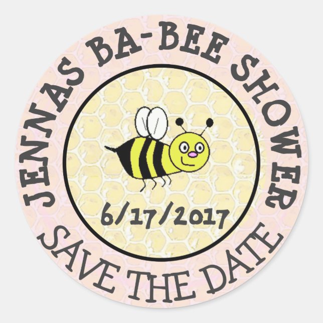 Sticker baby shower Bumble Bee Enregistrer la date (Devant)