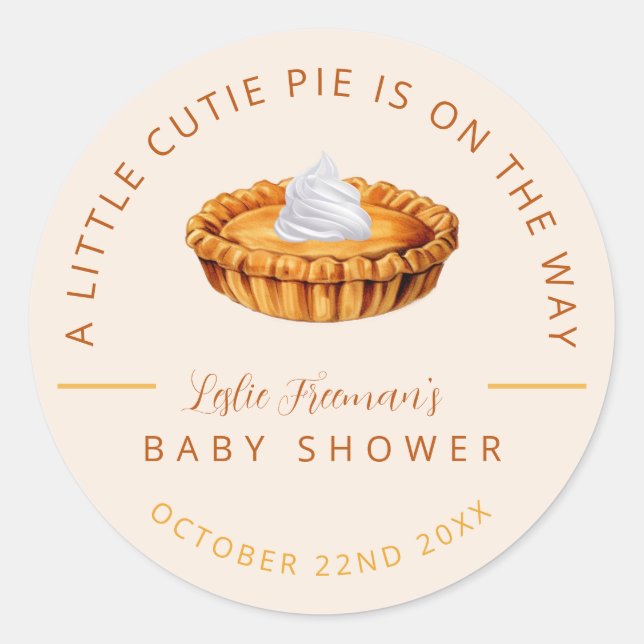 Sticker Baby shower Cutie Pie Thanksgiving (Devant)