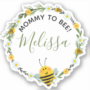Sticker Baby shower d'Abeille d'Aquarelle de maman à Bee