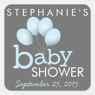 Sticker Baby shower de balloon bleu moderne