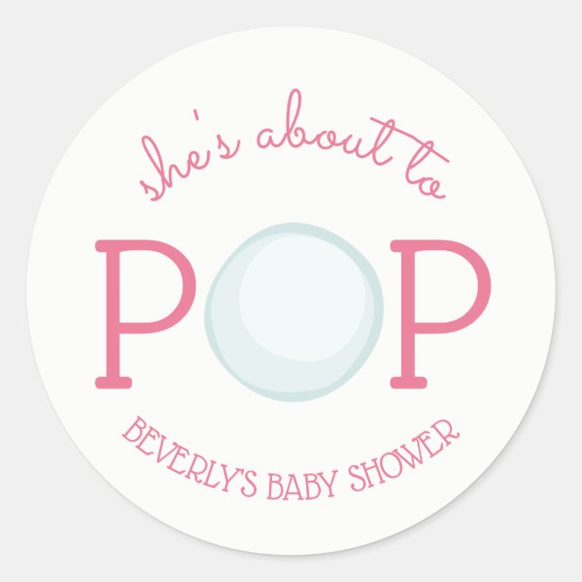 Sticker Baby shower de bulle Pop Rose (Devant)