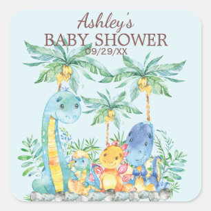 Sticker Baby shower de Dinosaures mignon Favoriser