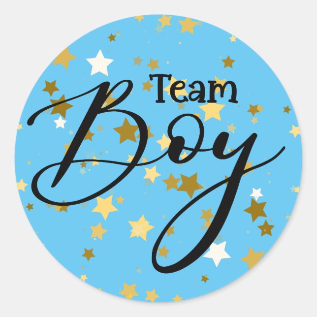 Sticker Baby shower de garçon de l'équipe de révél (Devant)