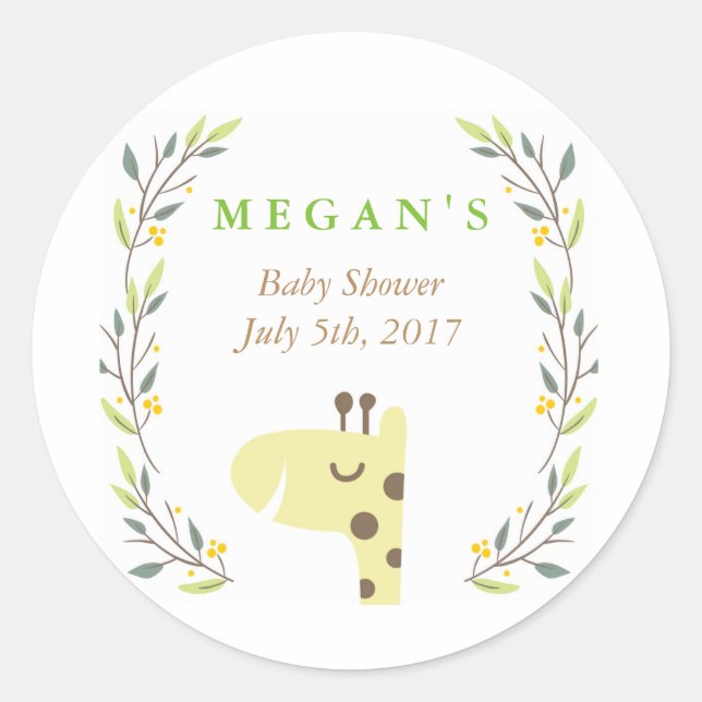 Sticker Baby shower de la Giraffe Woodland Favoris (Devant)