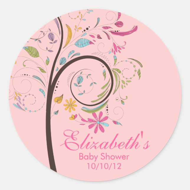 Sticker Baby shower de l'arbre fleuri du printemps (Devant)