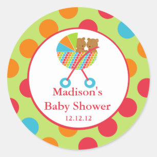 Sticker Baby shower de l'ours de transport bébé ju