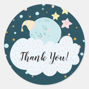 Sticker Baby shower de lune Merci Favoriser