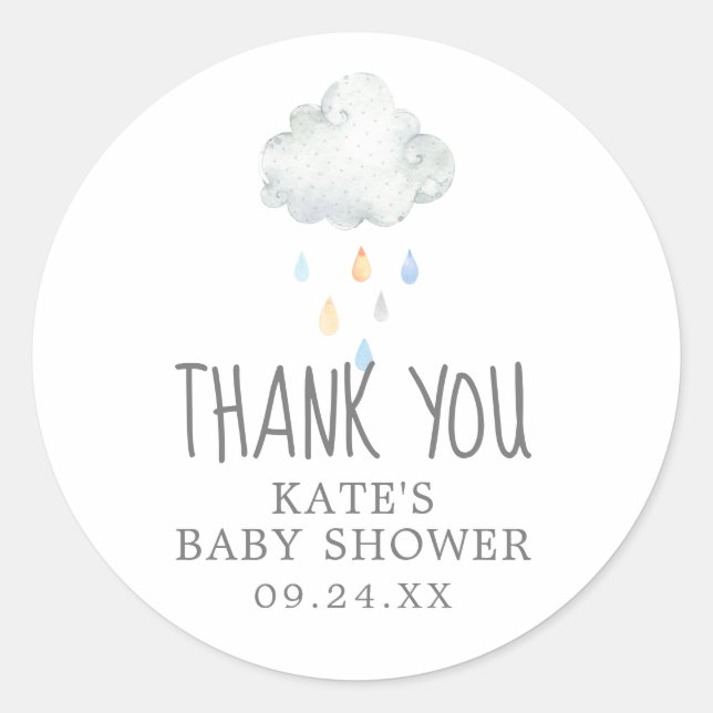 Sticker Baby shower de Merci de nuage de pluie Fav (Devant)