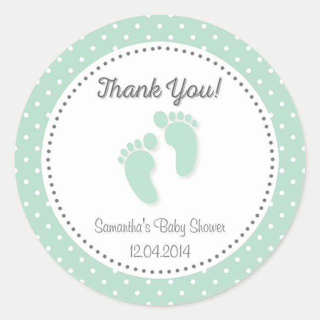Sticker Baby shower de pieds pour bébé vert Mint (Devant)
