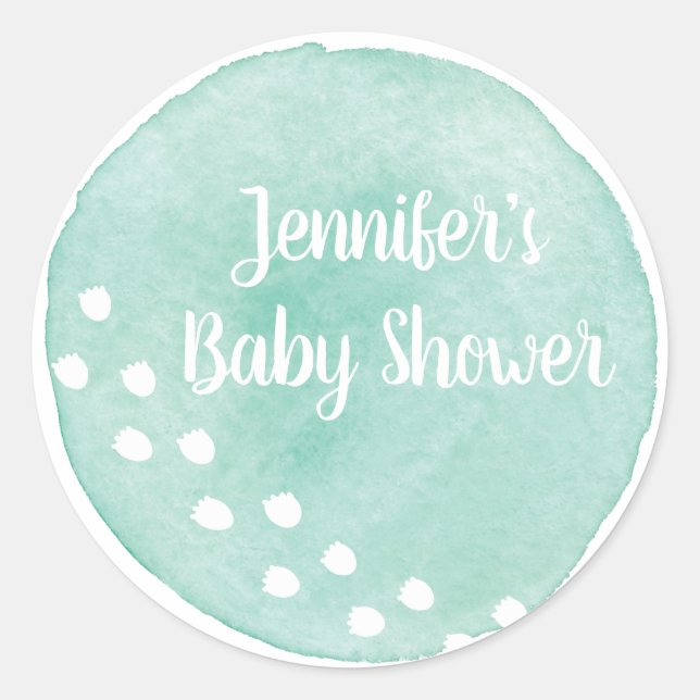 Sticker Baby shower Dinosaure Aquarelle Verte (Devant)