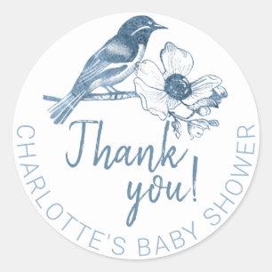 Sticker Baby shower Dusty Blue Merci Favoriser