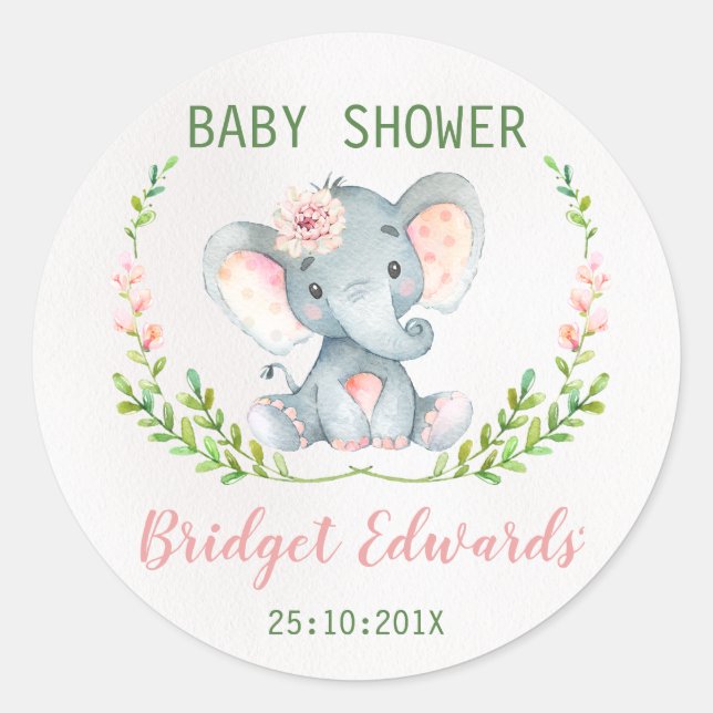 Sticker Baby shower éléphant (Devant)