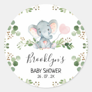 Sticker Baby shower Eléphant Balloon Rose