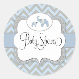 Sticker Baby shower éléphant bleu