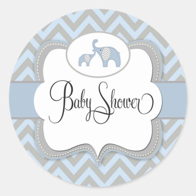 Sticker Baby shower éléphant bleu (Devant)