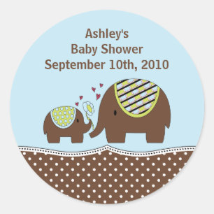 Sticker Baby shower Eléphant bleu et Brown