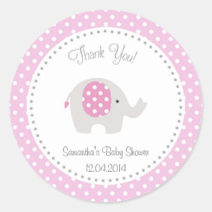 Sticker Baby shower Eléphant Rose