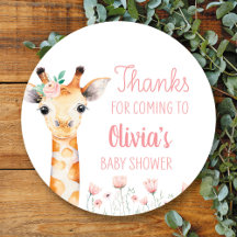 Sticker Baby shower en Giraffe Rose