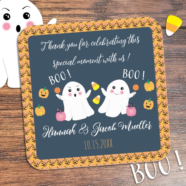 Sticker baby shower Fantômes Merci bleu Faveur (Créateur téléchargé)