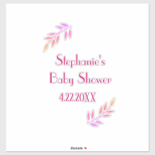 Sticker Baby shower Feuille rose Motif Filles Fille mignon (Feuille)