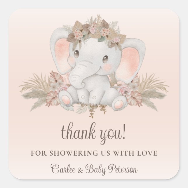 Sticker Baby shower floral Boho moderne (Devant)