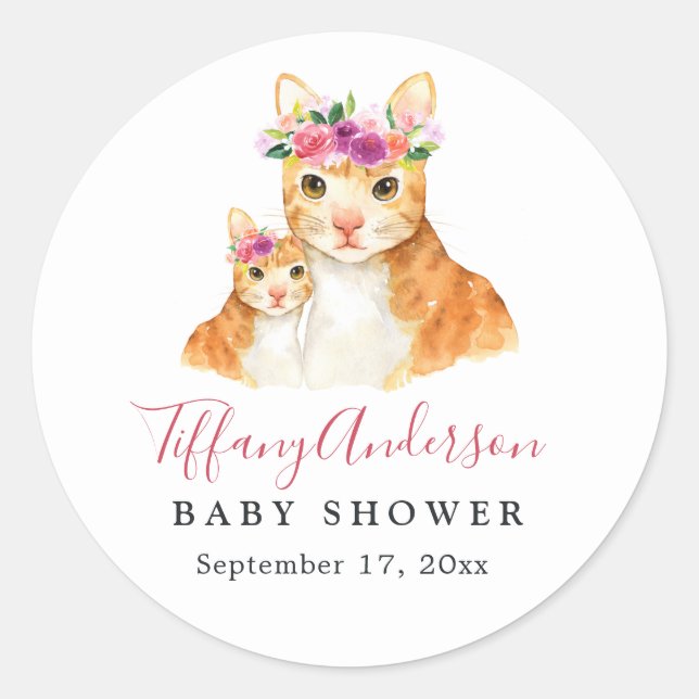 Sticker Baby shower Floral Chat Sweet Maman Et Béb (Devant)