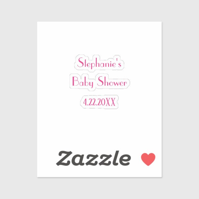 Sticker Baby shower Girls Pink Personnalisé Nom Élégant 20 (Feuille)