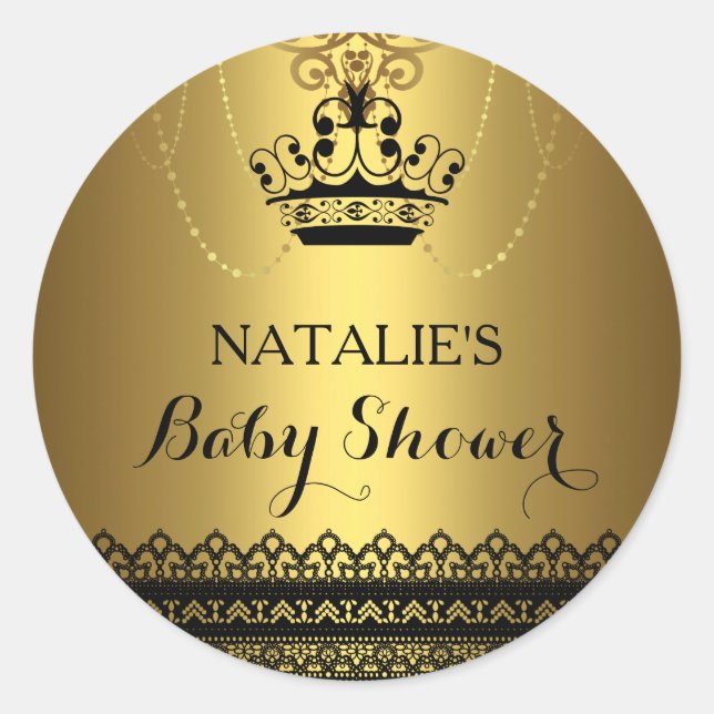Sticker Baby shower Gold & Black Crown (Devant)
