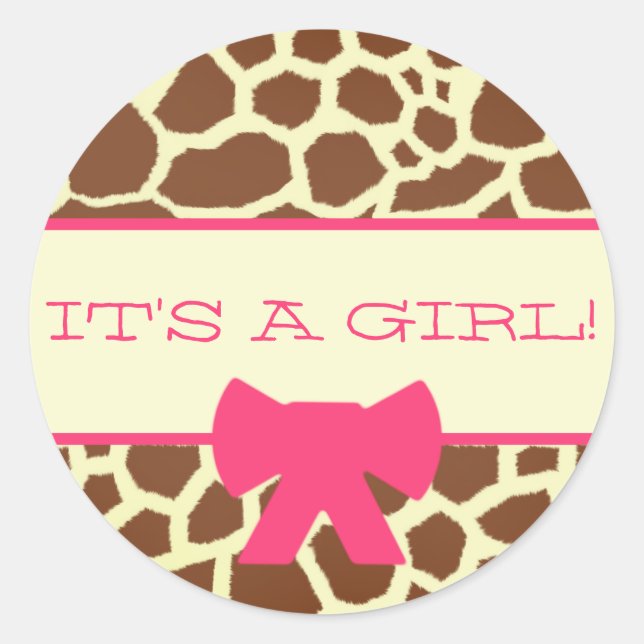 Sticker baby shower - Impression Giraffe et rose (Devant)