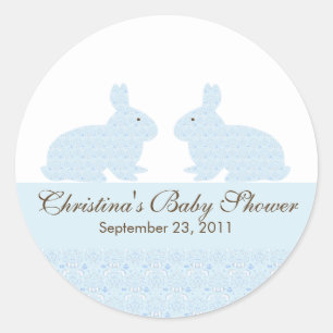 Sticker Baby shower lapin Twins Baby