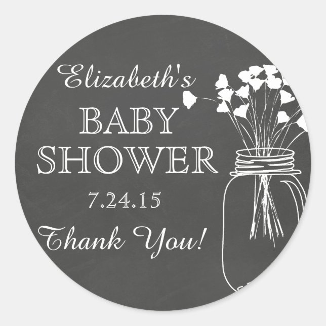 Sticker Baby shower Mason Chalkboard Jar (Devant)