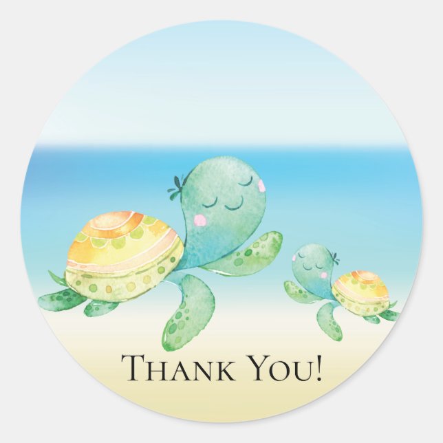 Sticker Baby shower Merci de tortue de mer Favoris (Devant)