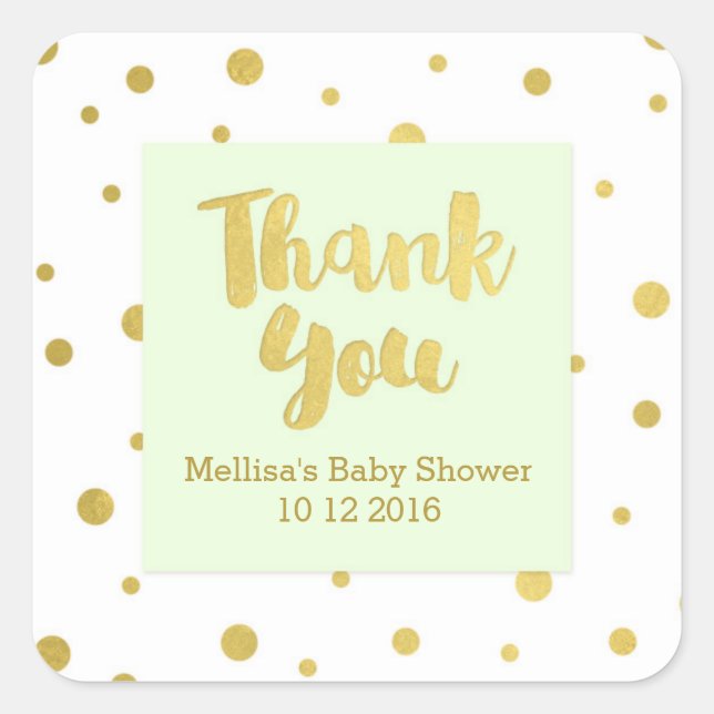 Sticker Baby shower Mint Or Favoriser Merci (Devant)