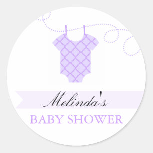 Sticker Baby shower moderne en tissu violet